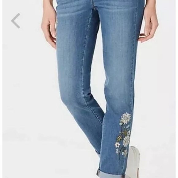 J. Jill Denim - J.Jill Denim Women's Floral Embroidered Straight Fit Jeans 12